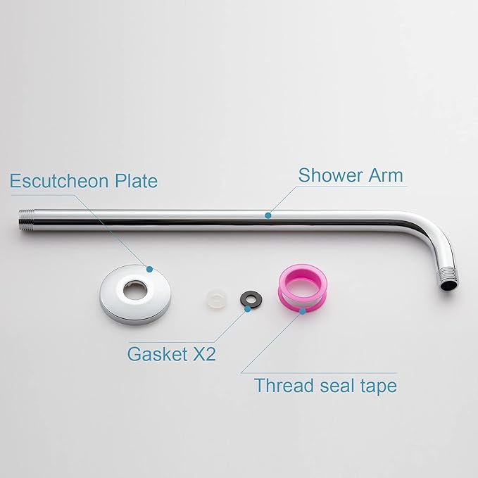 OFFO Shower Arm with Flange, 16 in Wall Mount Replacement Angle Shower Head Arm - Image 6