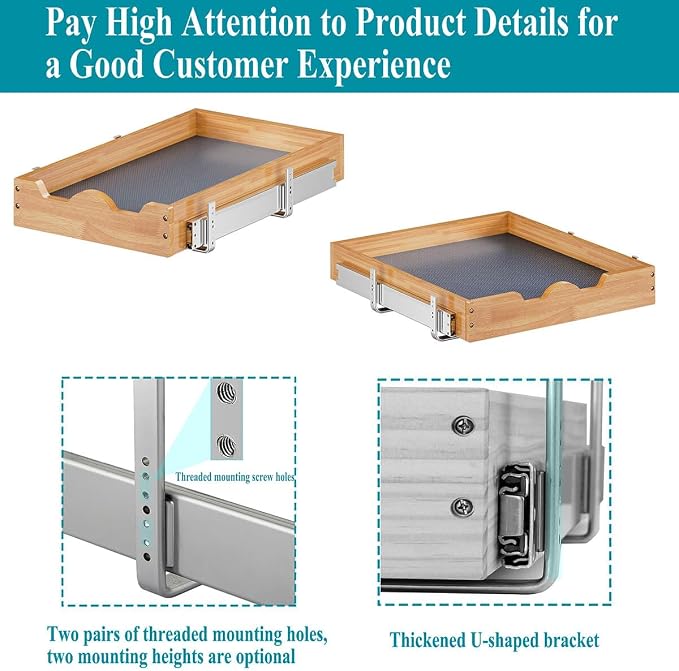 OCG 1 Tier Pull Out Cabinet Organizer, Heavy-Duty Slide out Wood Drawer Shelf - Image 5