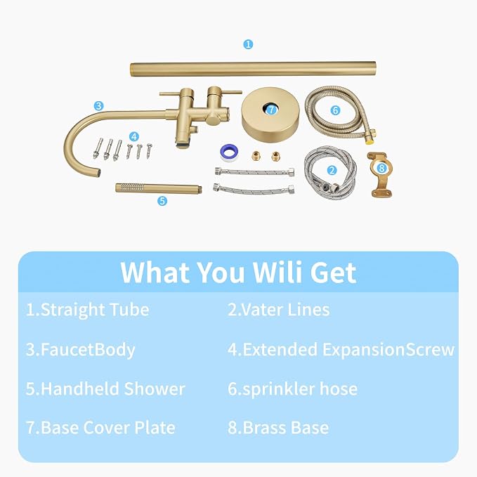 Freestanding Bathtub Faucet, Tub Filler Floor Mount Stand Bathtub Faucet Brass - Image 7