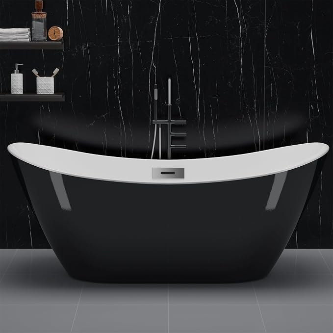 67 Inch Acrylic Soaking Bathtub, Modern Stand Alone Tub - Image 8