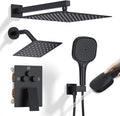 Shower Faucet Set Matte Black Shower System, Push Button Diverter 3-Way Shower by SFGSOWOR