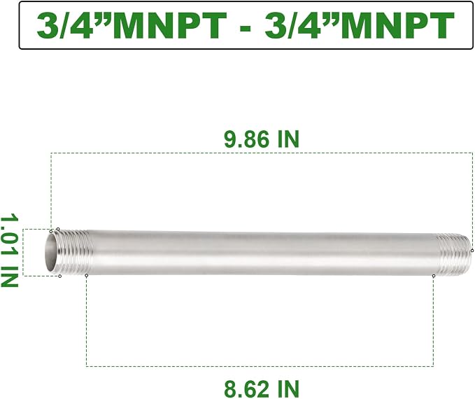 TAISHER 2Pcs Stainless Steel Pipe Fittings, 3/4" NPT x 3/4" NPT Male Threaded - Image 4