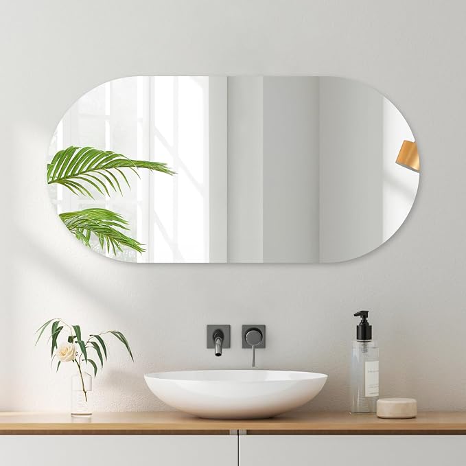 VASUHOME Frameless Bathroom Mirror, 24 x 47 Inch Wall Vanity Mirror, Large Wall by VASUHOME
