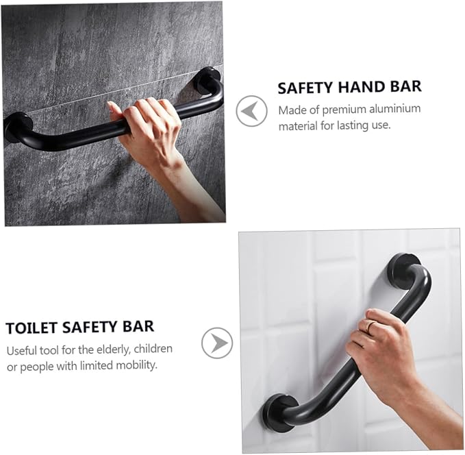 2pcs Wall-Mounted Anti-Slip Bathtub Grab Bars Space Aluminum Safety Handrails - Image 3