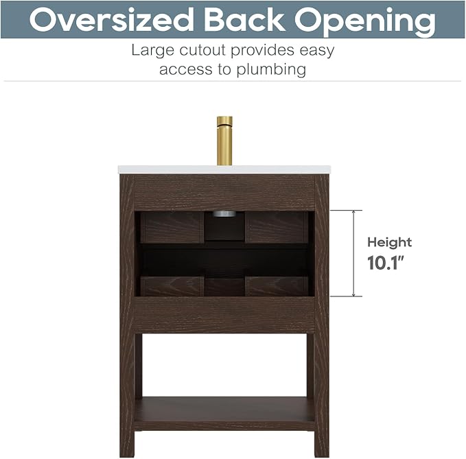 24 Inch Bathroom Vanity with Sink, Cabinet Sink Farmhouse Style with Drawers & - Image 8
