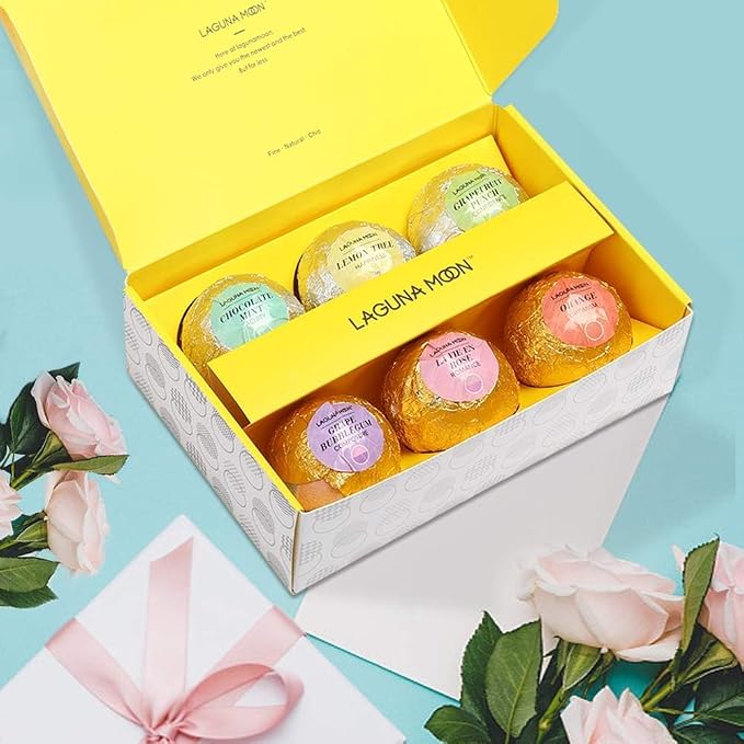Lagunamoon Bath Bombs Gift Set, 6 Piece XXL Handmade Fizzy Shower Bombs - Image 5
