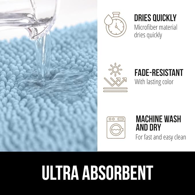 GORILLA GRIP Plush Absorbent Shaggy Chenille Bath Rug Mat - Image 5