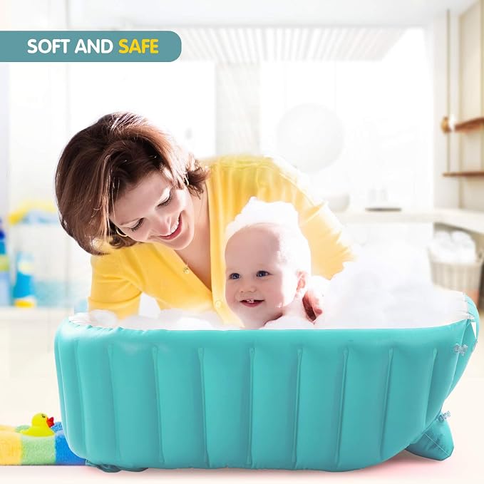 Inflatable Baby Bathtub with Air Pump, Baby Bath Tub Toddler Bathtub, Foldable - Image 4