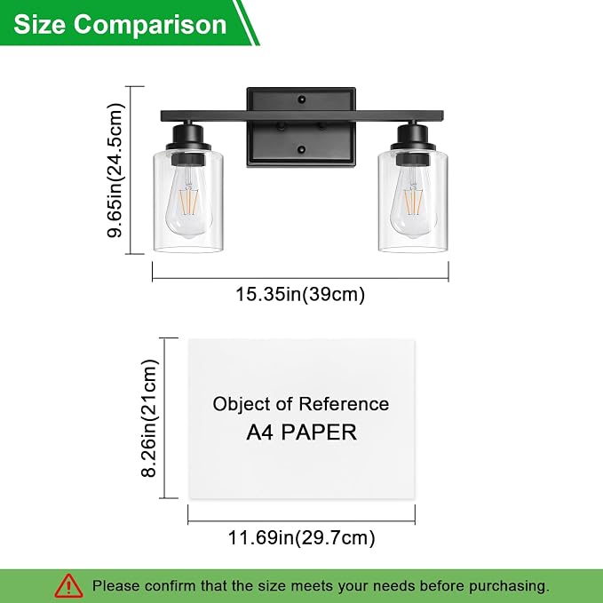 Unicozin 2 Light Bathroom Light Fixtures, Modern Vanity Lights Over Mirror - Image 4