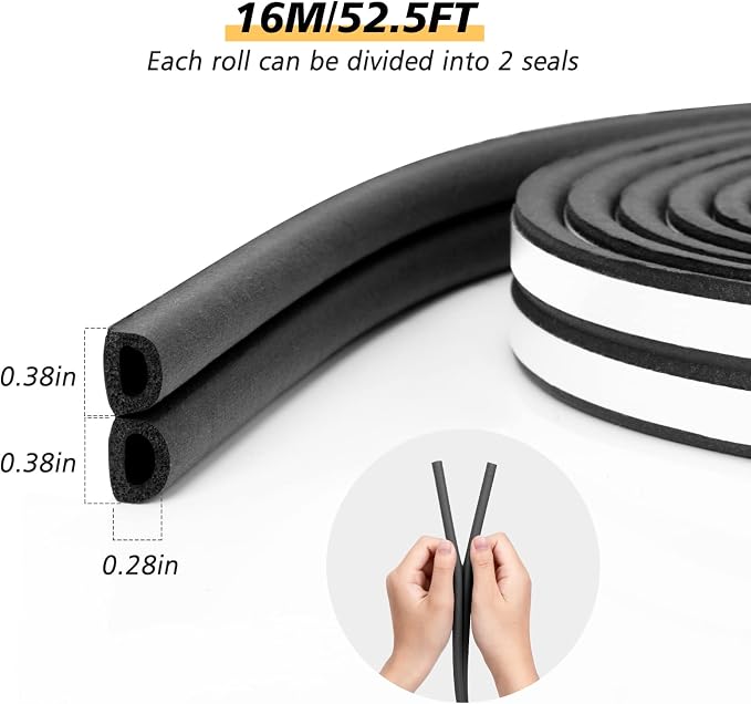 SUNMON Weather Stripping Door Seal, D-Type Strip Weather Stripping Seal Strip - Image 4