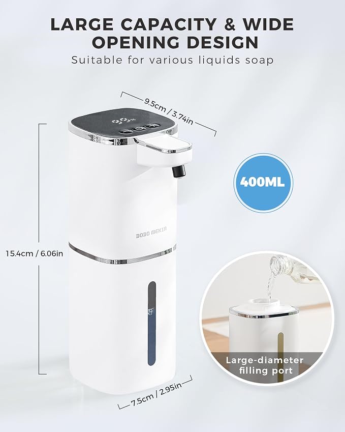 2 Pack Automatic Foaming Soap Dispenser, 400ml//13.53oz Rechargeable, - Image 2