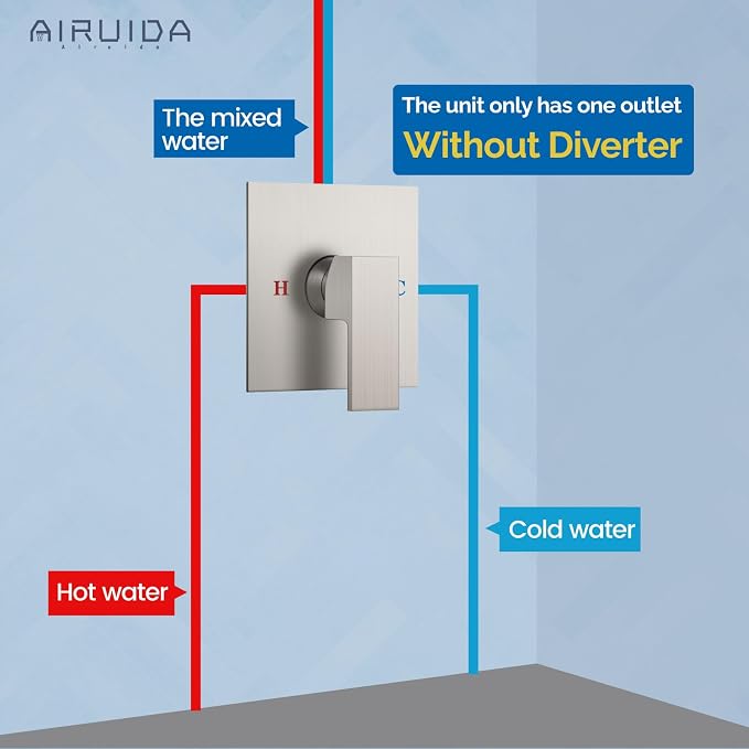 Airuida Square Single-Function Brass Faucet Shower Rough-in Valve Male Thread - Image 8