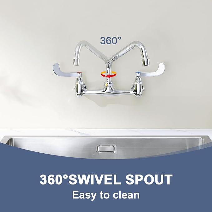 Wall Mount Commercial Sink Faucet Long Handles Wall Mounted Kitchen Faucet 8 - Image 7