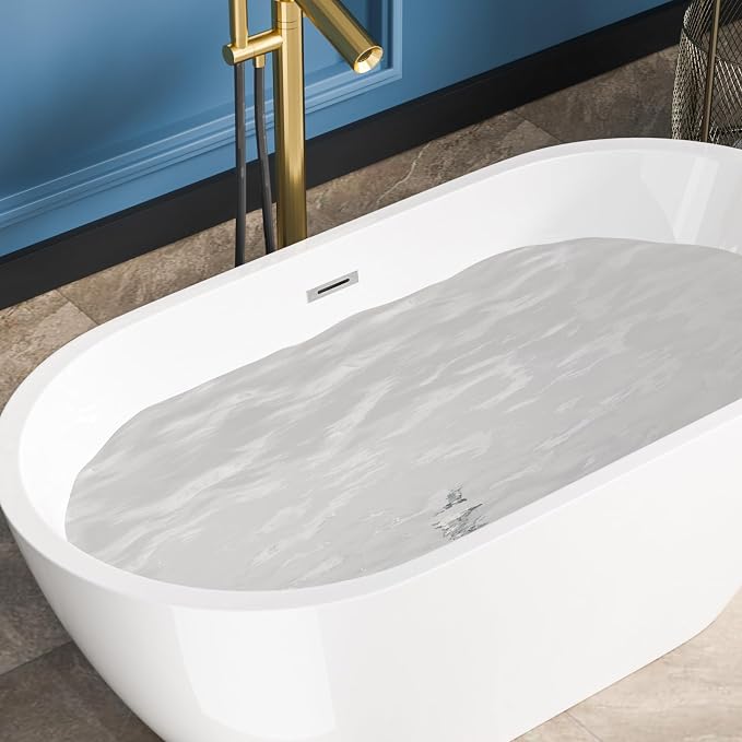 Sarlai 59 Inch Acrylic Freestanding Soaking Bathtub Contemporary Soaking White - Image 8
