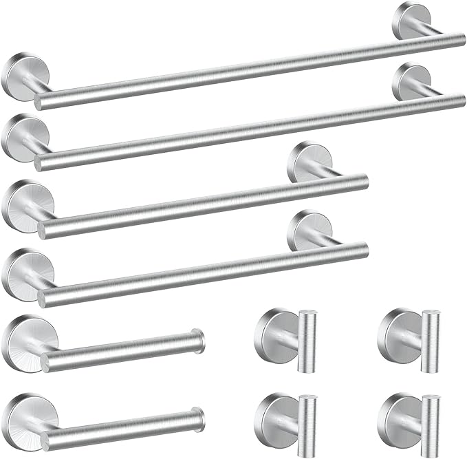 Newfun 10Pcs Brushed Nickel Bathroom Hardware Set by Newfun