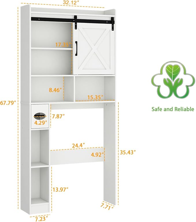 Vabches Over The Toilet Storage Cabinet, Farmhouse Storage Cabinet Over Toilet - Image 2