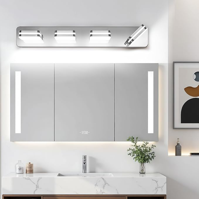 360° Rotate LED Dimmable Bathroom Vanity Light Fixtures, 1600LM Acrylic Chrome - Image 8