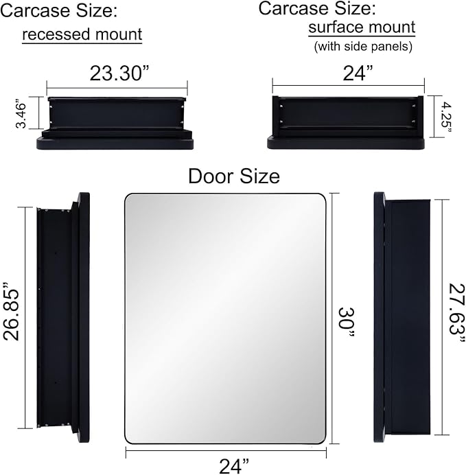 Black Bathroom Mirror Medicine Cabinet - Image 3