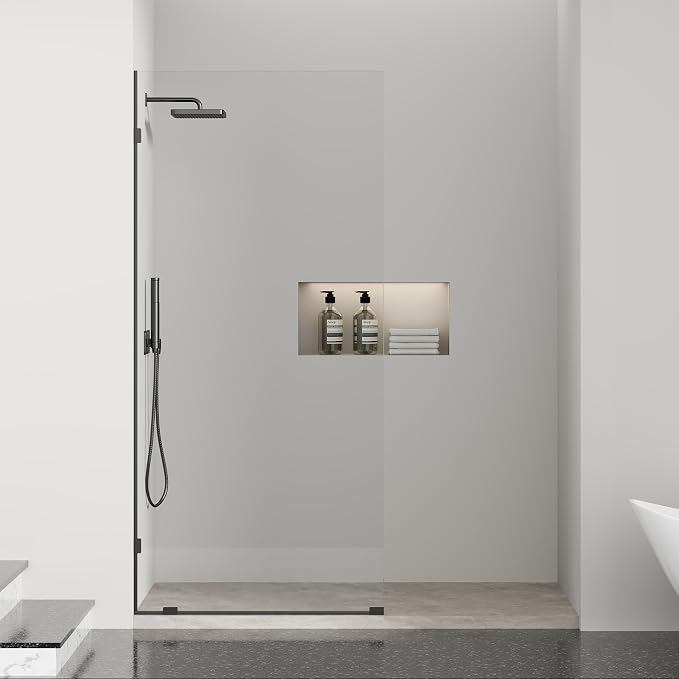 Frameless Fixed Shower Screen 34" W × 74" H, Shower Glass Panel, 5/16" SGCC by FINDEPOT
