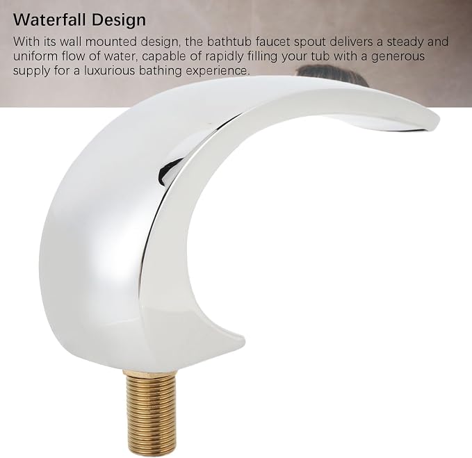 Asixxsix Waterfall Tub Spout, Rounded Curve Wall Mount Tub Filler G1/2 Male - Image 5