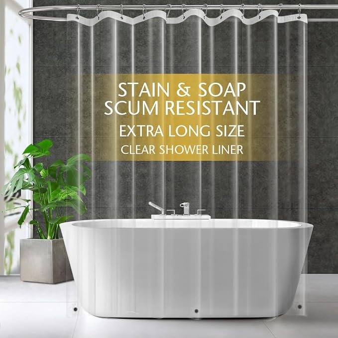 Extra Long Clear Plastic Shower Curtain Liner by ZEMAHOME