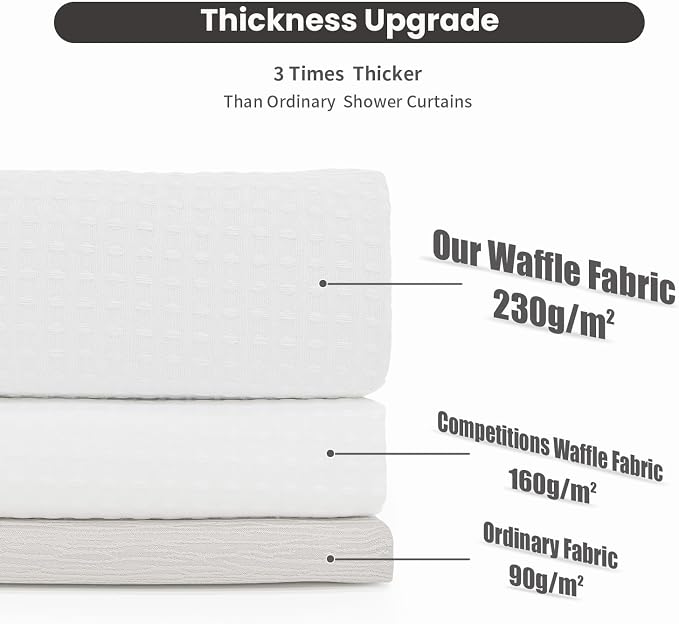 Inhousolu No Hook Waffle Weave Shower Curtain - Image 3