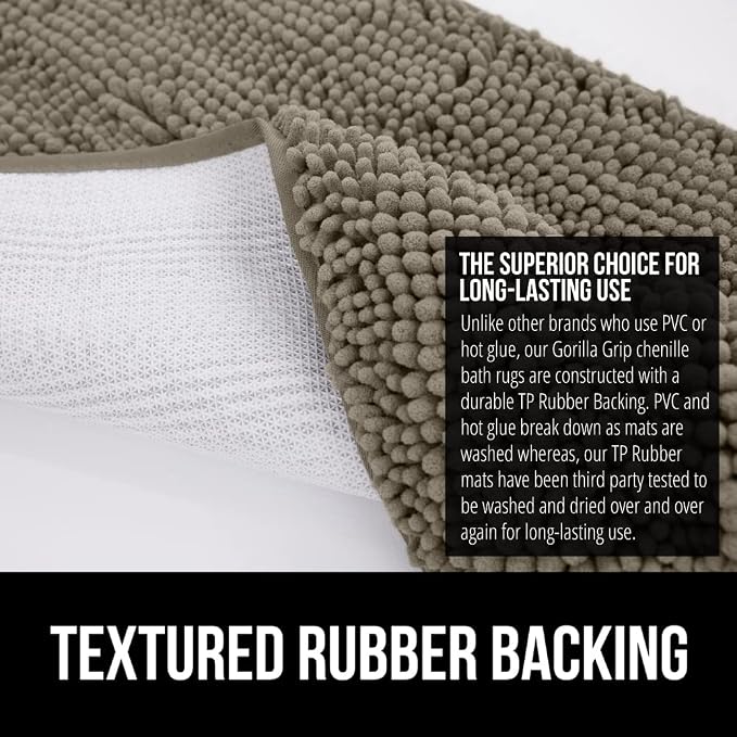 GORILLA GRIP Bath Rug Mat 30x20, Thick Soft Absorbent Chenille, Quick Dry - Image 5