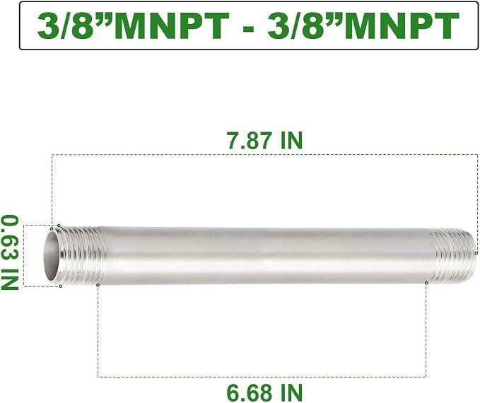 TAISHER 2PCS Stainless Steel Pipe Fittings, 3/8" NPT x 3/8" NPT Male Threaded - Image 4