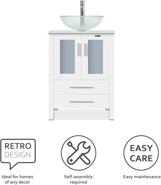 eclife 24" Modern Bathroom Vanity Sink Combo Freestanding Cabinet - Image 5