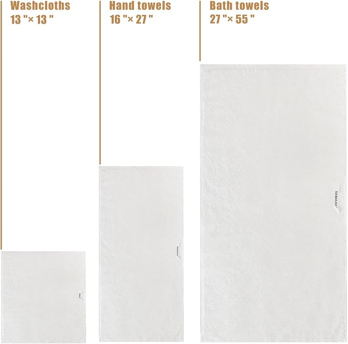 SEMAXE 18-Pack Bath Towel Set Include 6 Bath Towels, 6 Hand Towels, 6 Wash - Image 4