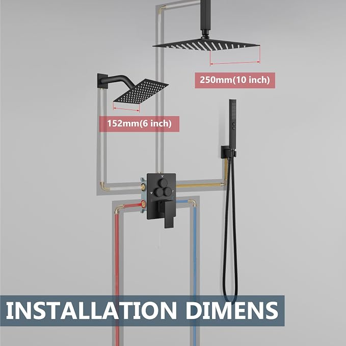 Aolemi Shower Faucet Set Ceiling Mount Shower System Rough-in Valve and Shower - Image 9