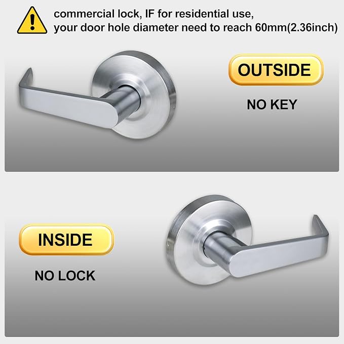 Passage Commercial Door Locks Heavy Duty Grade 2 Lever, Non-Handed, UL 3 Hour - Image 3