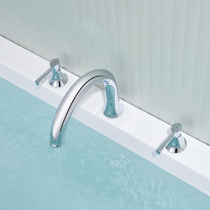 Roman Tub Faucet Deck Mount Tub Filler 2 Handles Polished Chrome Bathtub Faucet - Image 6
