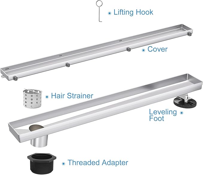 Offset Linear Shower Drain, Shower Drain 36 inch - Image 2