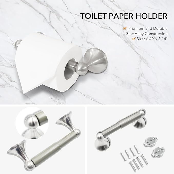 4 Piece Bathroom Hand Towel Holder Set, Adjustable Towel Racks - Image 7