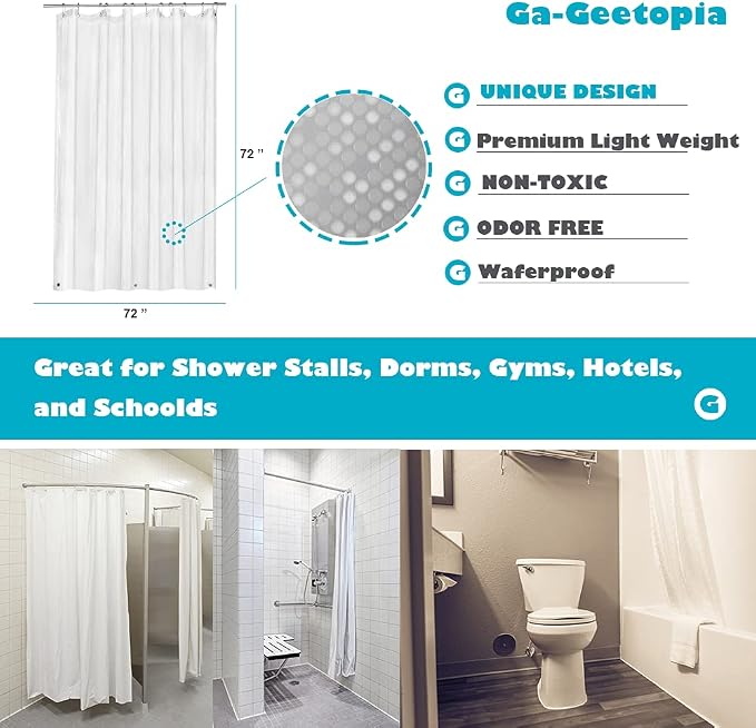 Ga-Geetopia EVA 3D Plastic Shower Curtain Liner Clear Dots 72x72 Premium - Image 5