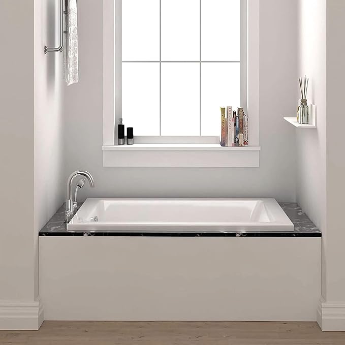 Fine Fixtures Drop In White Soaking Bathtub, Fiberglass Acrylic Material by Fine+Fixtures