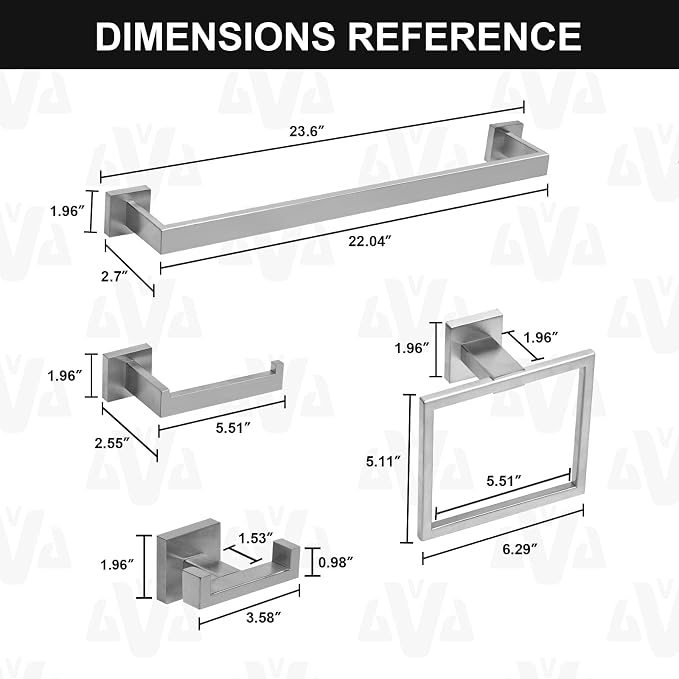 Lava Odoro 5-Piece Bathroom Hardware Accessories Set Brushed Nickel, Bathroom - Image 7
