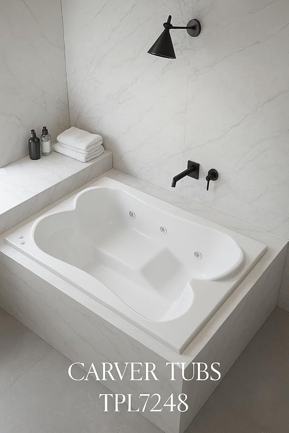 Carver Tubs - TPL7248 - Modern Acrylic Fiberglass Soaking Bathtub - w/Neck - Image 3