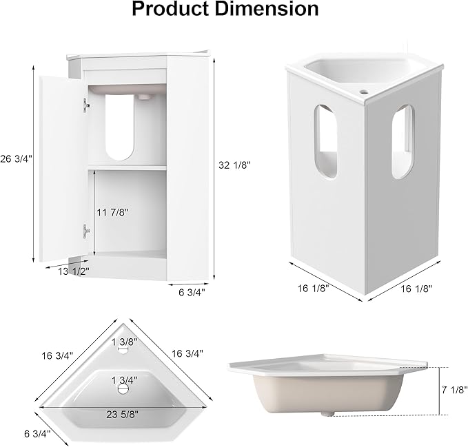 24" Corner Bathroom Vanity Sink Combo - Image 2