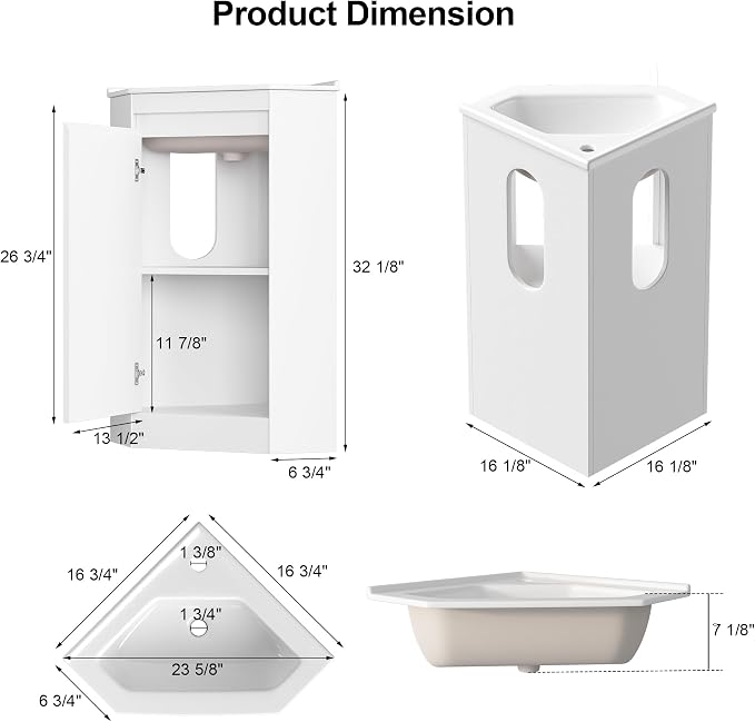 24"Corner Bathroom Vanity Sink Combo - Image 2