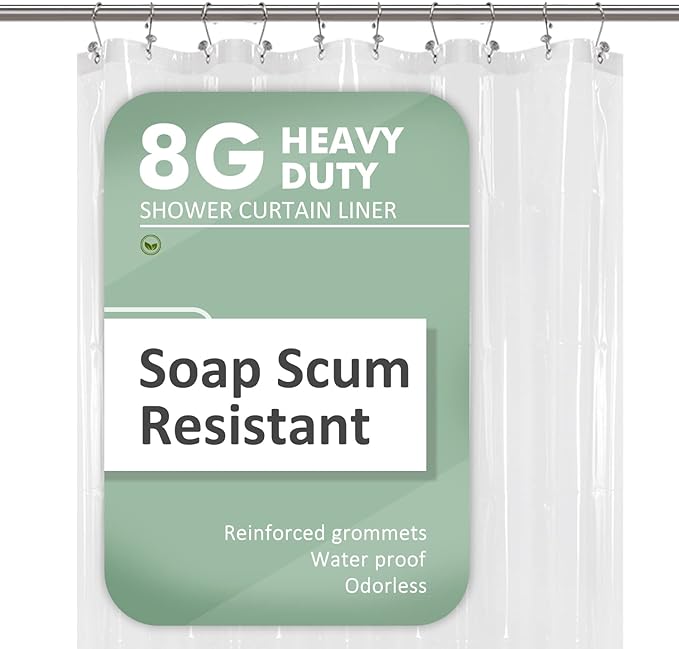 54x78 Inch Stall Shower Curtain/Liner 8G Heavy Duty Clear PEVA, 3 Bottom Magnets by BarossaDesign