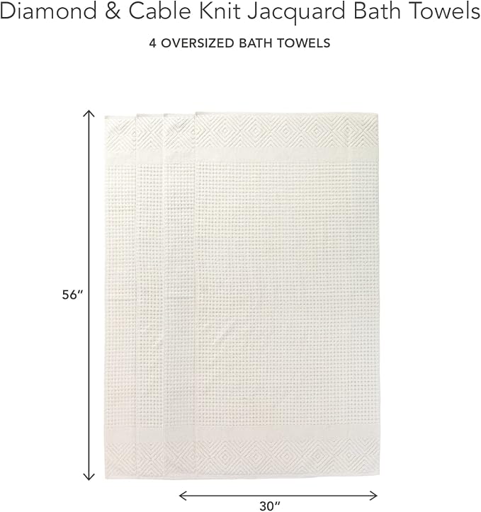 Texere 100% Organic Cotton Diamond Jacquard 700 GSM Luxury Bath Towel Sets - Image 6