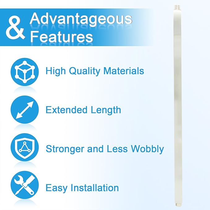 Ceiling Mount Shower Arm with Flange 20 Inches Square Straight Extender - Image 2
