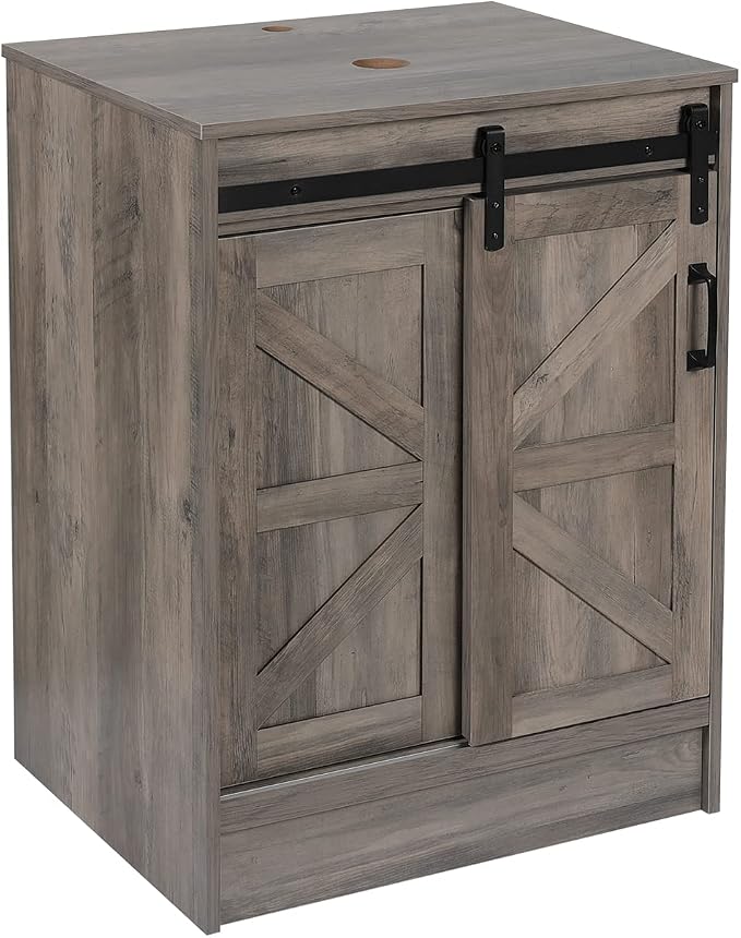 24 Inch Barn Door Bathroom Vanity, Farmhouse Style Standing Cabinet Without Sink by Solidee