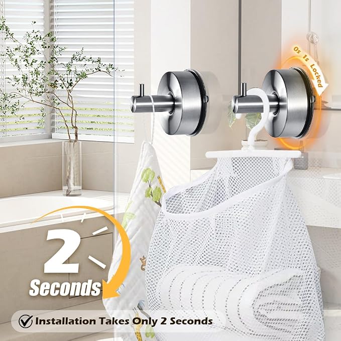 YOHOM Suction Cup Hooks for Shower Wall Bathrooms Towels Hook for Glass Door - Image 2