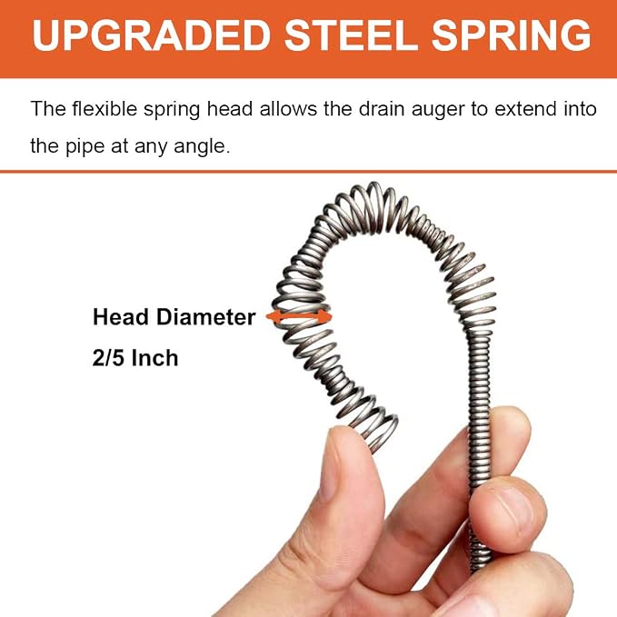 Drain Auger, Clog Remover with Drill Adapter, 25 Feet Flexible Plumbing Snake - Image 5