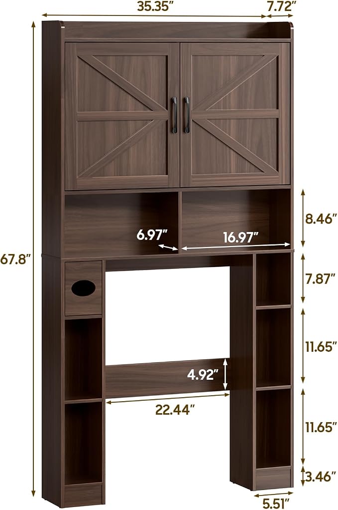 Over The Toilet Storage Cabinet, Farmhouse Toilet Cabinet Rack - Image 2