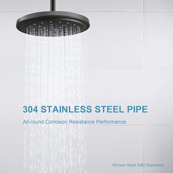 OFFO Shower Arm with Flange 10 in Ceiling Mount Replacement Rain Shower Head - Image 3