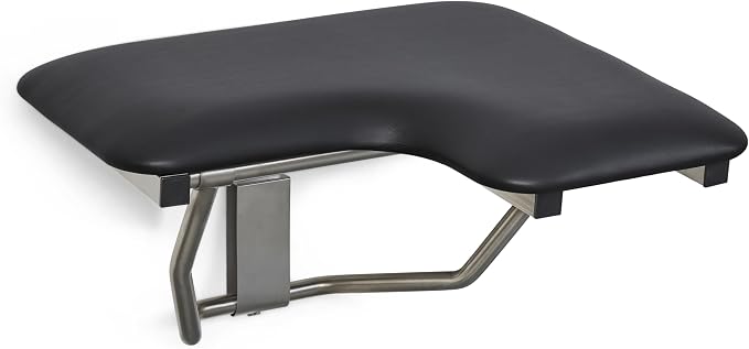 26" x 22.5" Black Padded Cushion Wall Mount Folding Left-Handed Transfer Bench by Seachrome